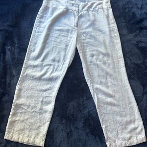 EILEEN FISHER White Linen Wide-Leg Pants Size L